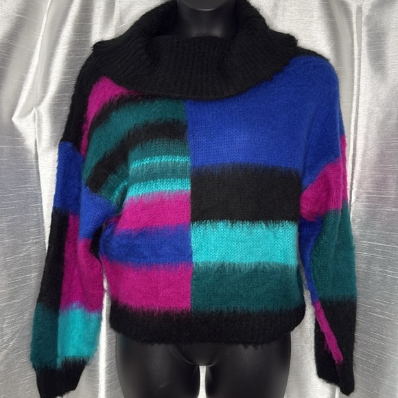 Molly Bracken Acrylic Cowl Neck Colorblock Knit Sweater Women’s XL NWT - Picture 2 of 7